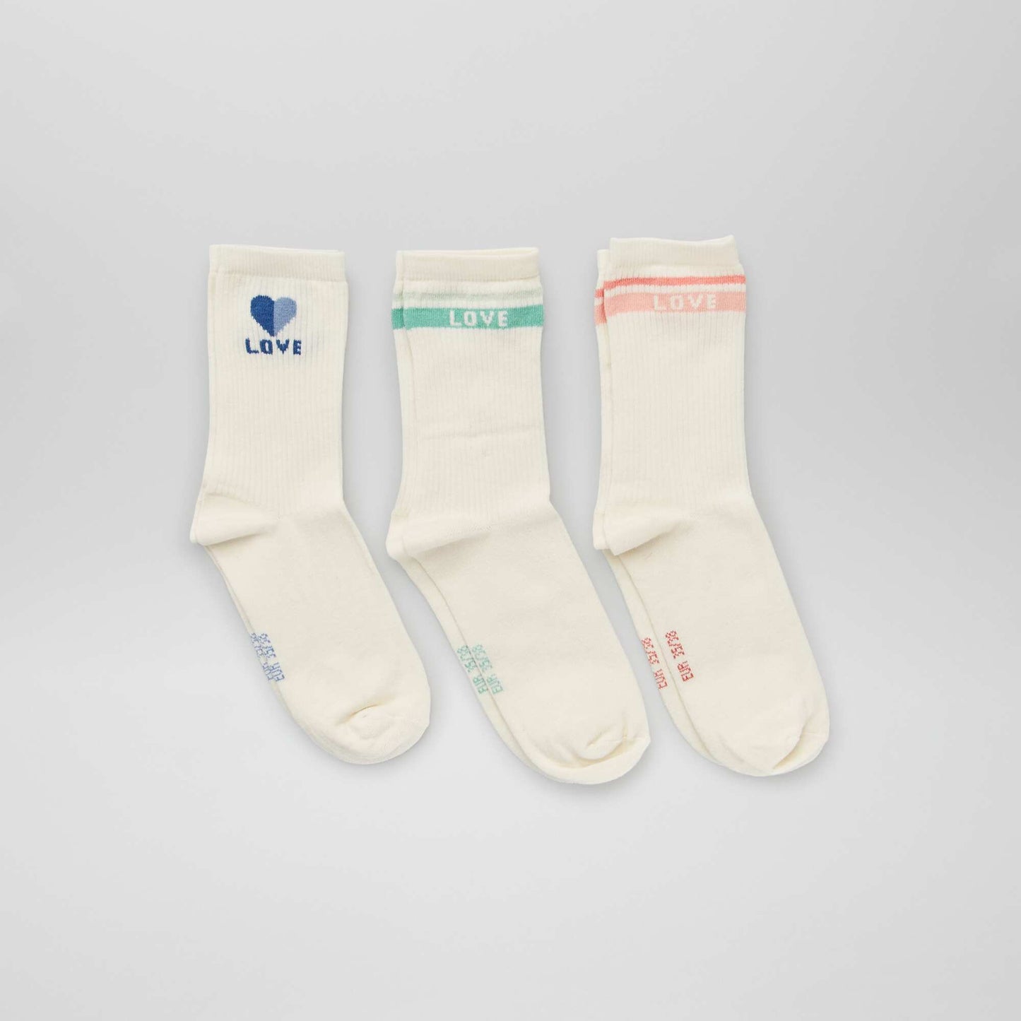 Long 'love' socks - Pack of 3 BEIGE