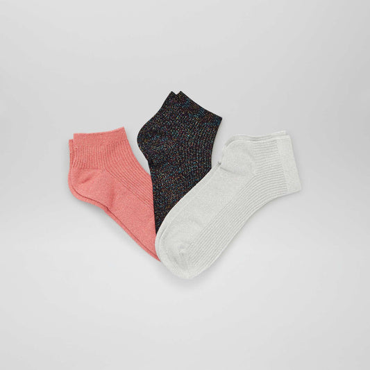 Glittery socks - Pack of 3 PINK