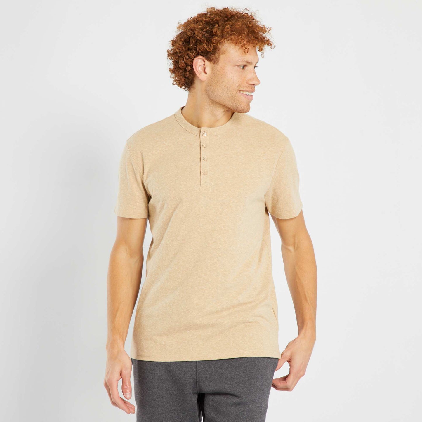 Marl-effect T-shirt BEIGE