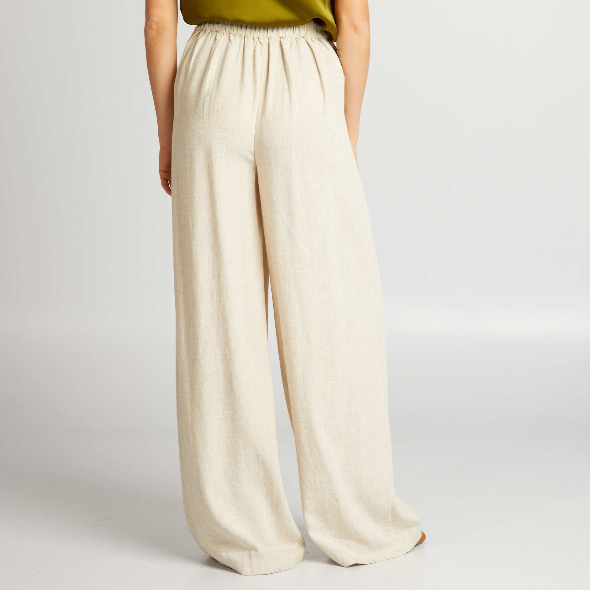Wide-leg linen trousers BEIGE
