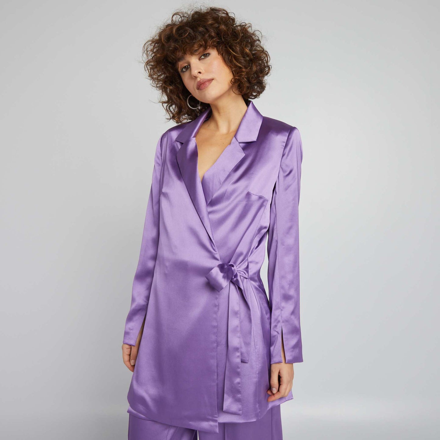 Long satin jacket PURPLE