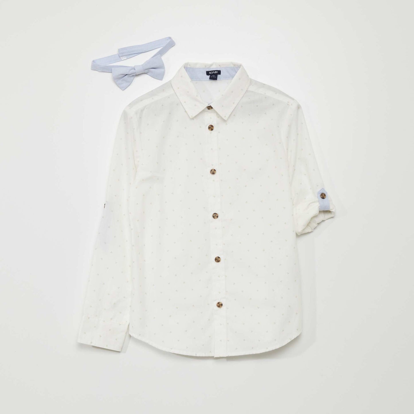 Poplin shirt with bow tie WHITE