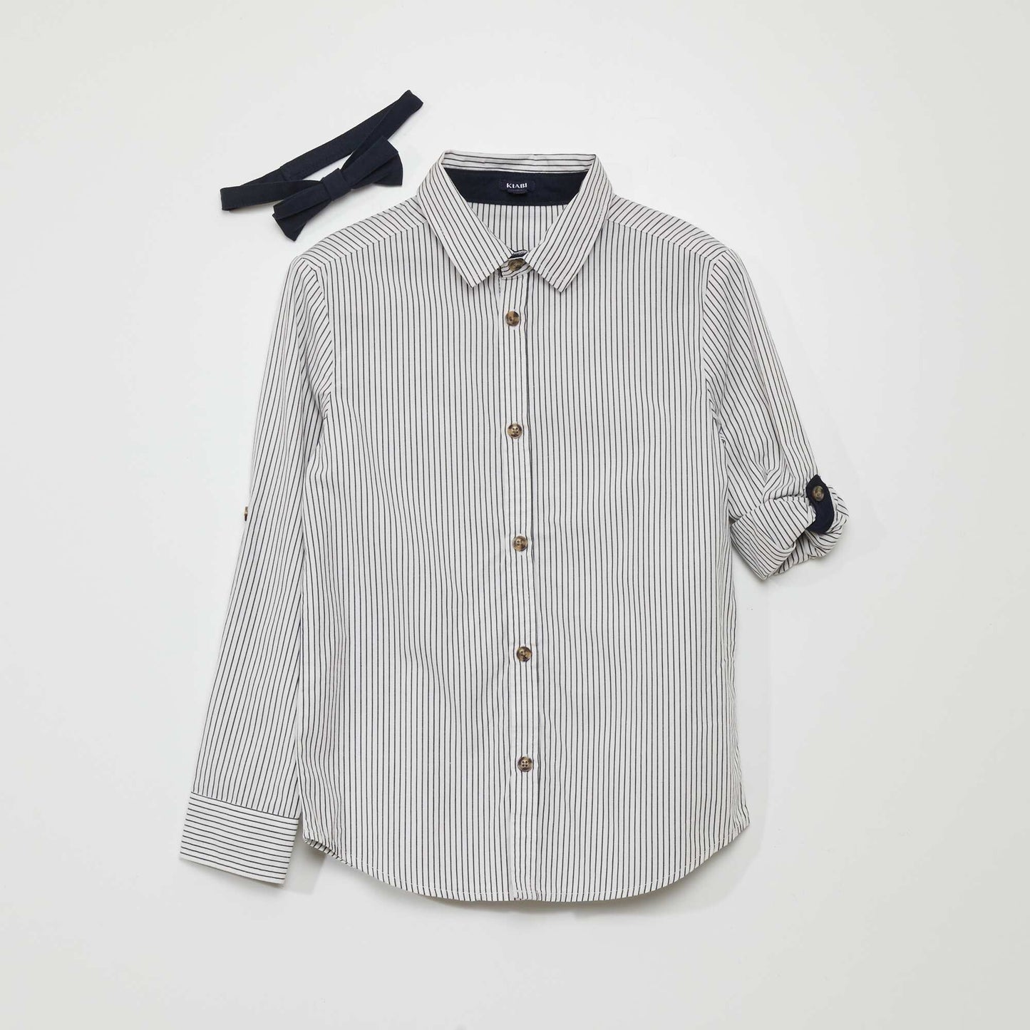 Poplin shirt with bow tie WHITE