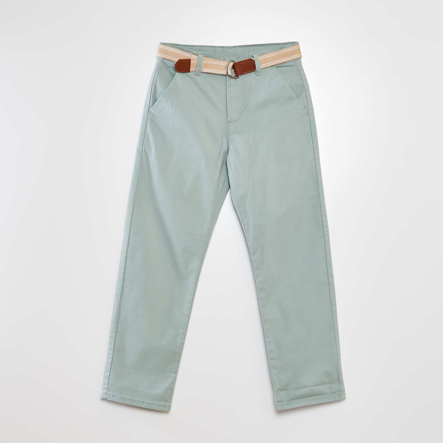 Twill trousers with belt GREEN