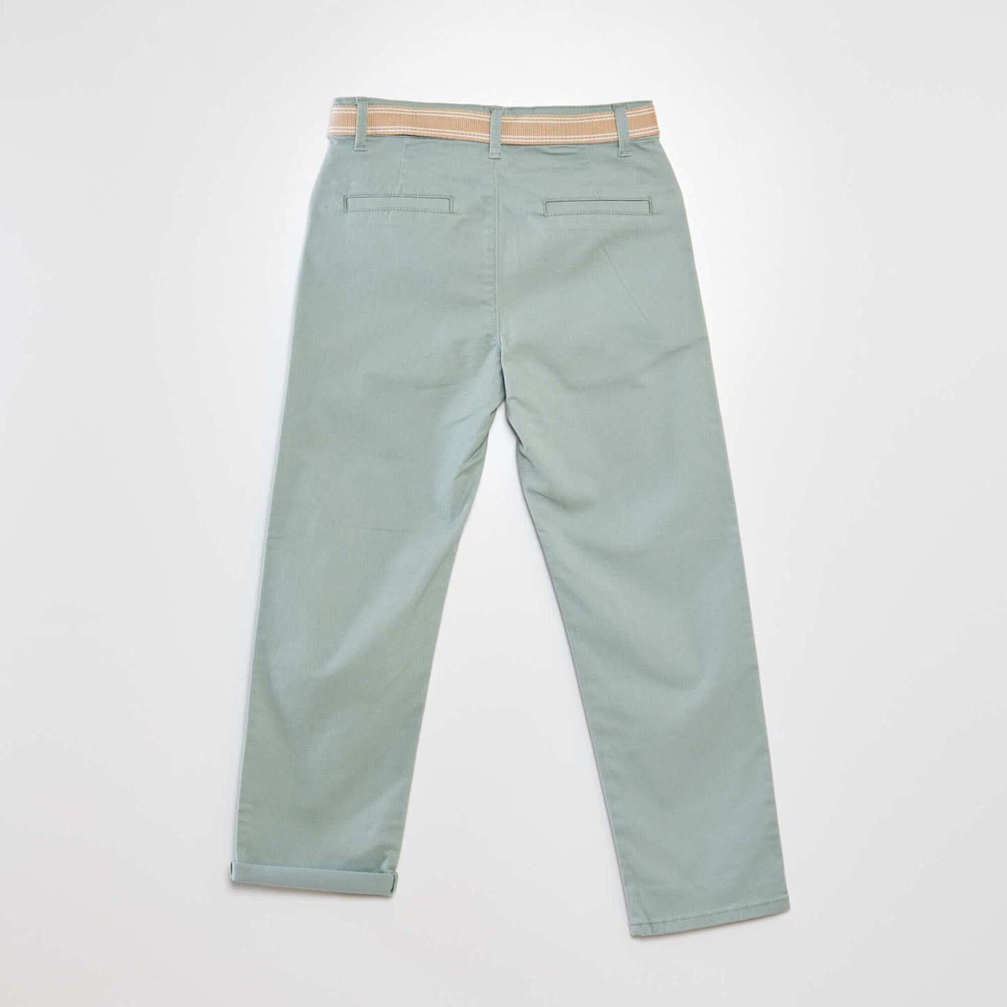 Twill trousers with belt GREEN