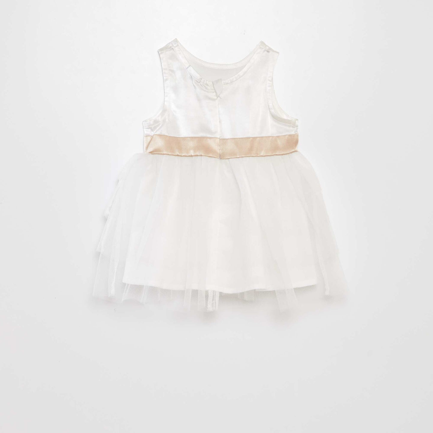 Satiny dress with tulle skirt WHITE