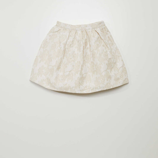 Glittery jacquard midi skirt WHITE