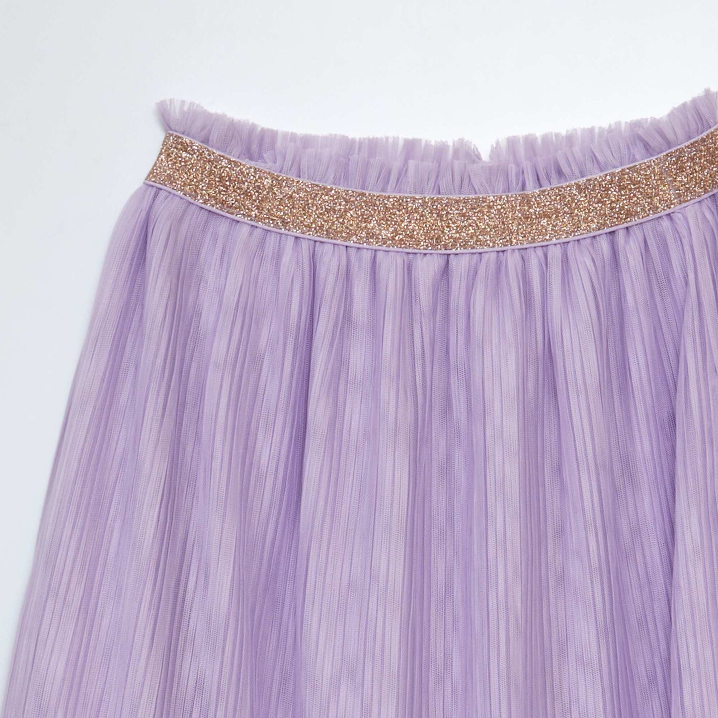 Pleated knit skirt with glittery waistband PURPLE