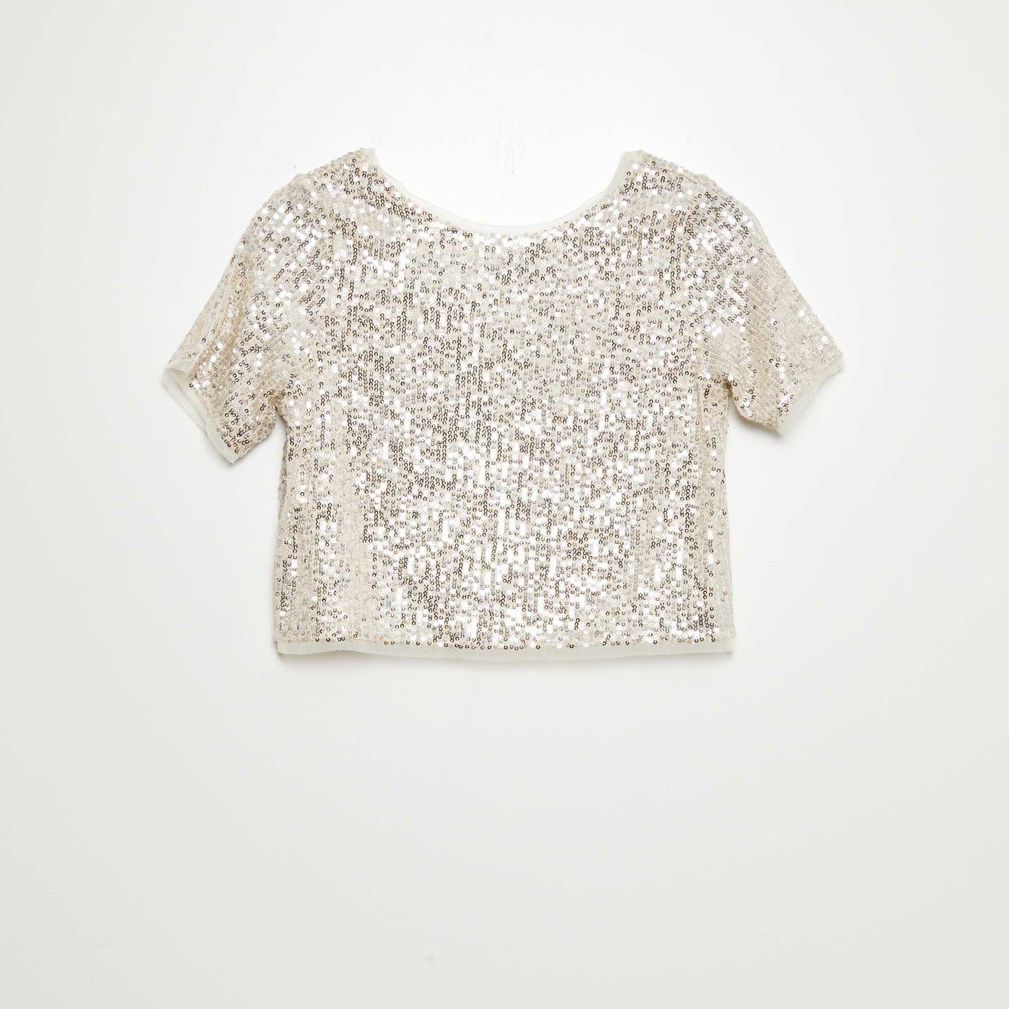 Short-sleeved sequined T-shirt WHITE