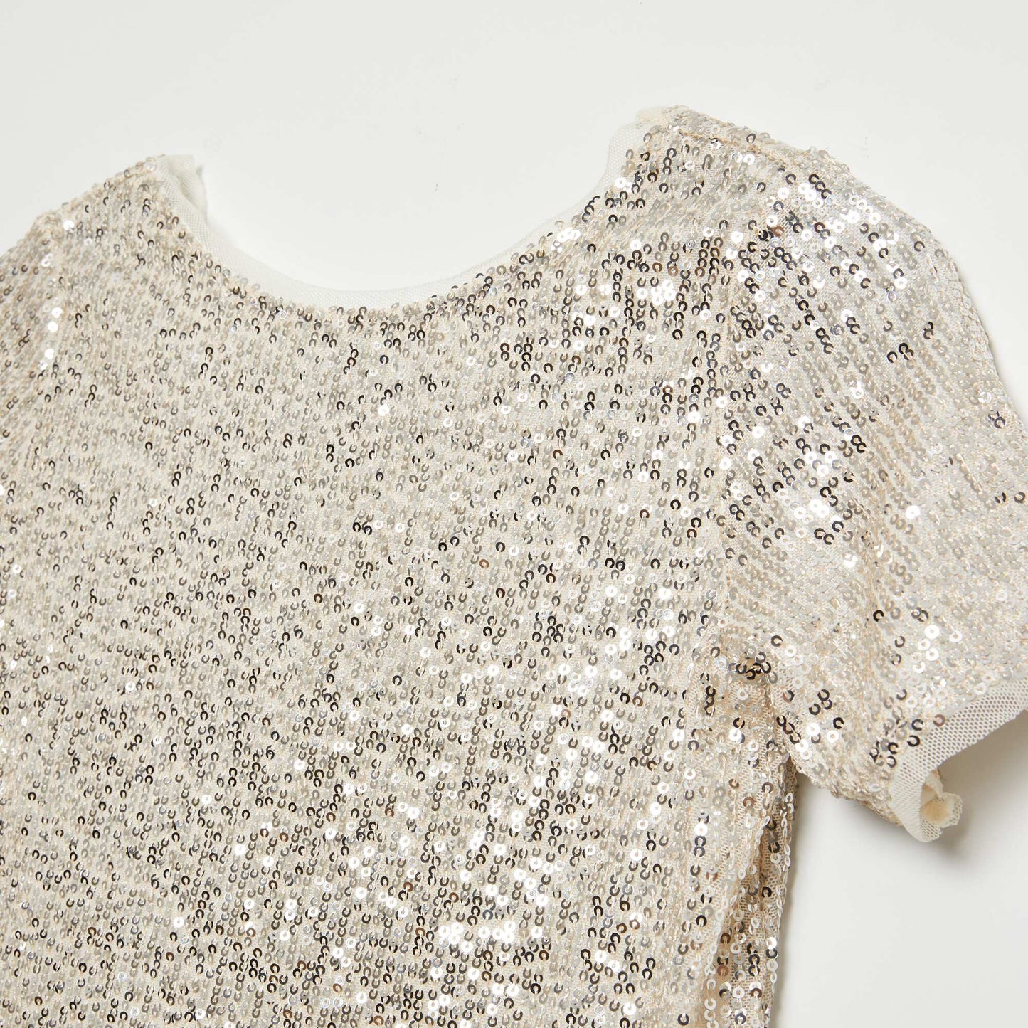 Short-sleeved sequined T-shirt WHITE