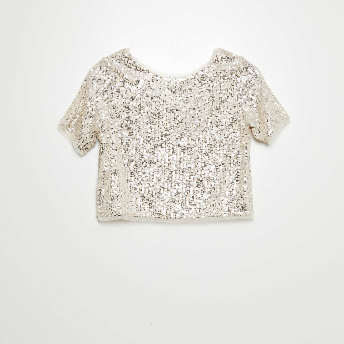 Short-sleeved sequined T-shirt WHITE